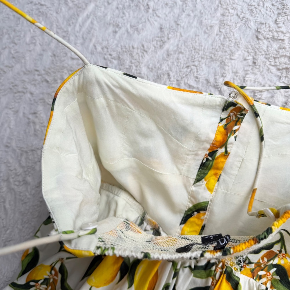 J.Crew Lemon Print Limoncello Dress Regenerative Cotton Button Midi CA663 0 - Picture 11 of 12